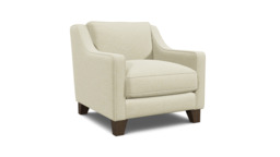White Chenille Armchair - Modern Accent Custom Arm Chair In Stain Resistant Chenille - Banbury Range - thumbnail 1