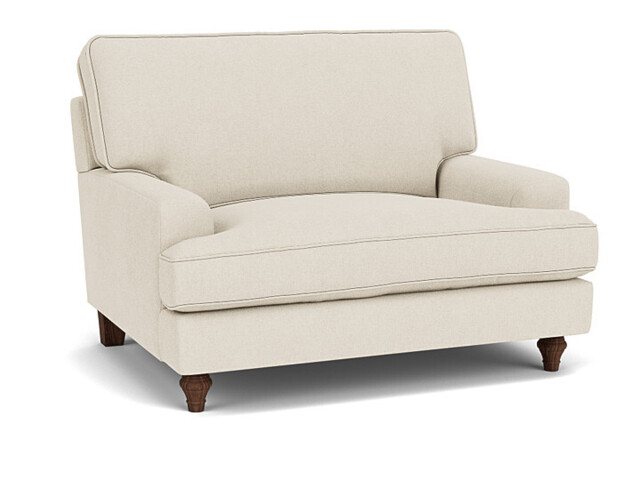 White Chenille Loveseat Armchair - Modern Snuggle Cuddler Custom Arm Chair In Stain Resistant Chenille - Whinfell Range - image 1