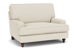 White Chenille Loveseat Armchair - Modern Snuggle Cuddler Custom Arm Chair In Stain Resistant Chenille - Whinfell Range - thumbnail 1