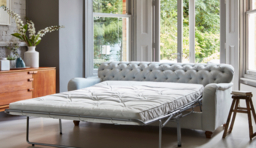 Brown Velvet 3 Seater Sofabed - Traditional Button Back Custom Sofa In Easy Clean Velvet - Bakewell Range - thumbnail 5