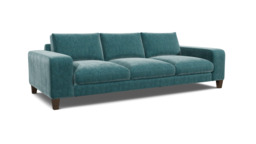 Teal Velvet 4 Seater Sofa - Modern Style Custom Sofa In Stain Resistant Velvet - Kingly Range