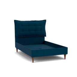 Blue Velvet Double Bed Frame - Traditional Low End With Large Headboard In Easy Clean Velvet - Lyndhurst Range - thumbnail 1