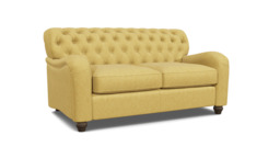Yellow Velvet 2 Seater Sofabed - Traditional Button Back Custom Sofa In Stain Resistant Velvet - Bakewell Range