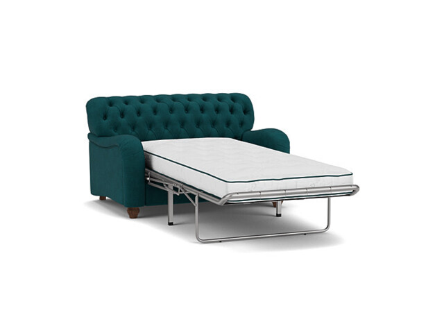 Teal Velvet Loveseat Armchair Sofabed - Traditional Chesterfield Style Single Chair Bed In Stain Resistant Velvet - Bakewell Range - image 1