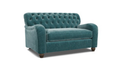 Teal Velvet Loveseat Armchair Sofabed - Traditional Chesterfield Style Single Chair Bed In Stain Resistant Velvet - Bakewell Range