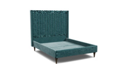 Teal Velvet King Size Bed Frame - Modern Style Bed With Headboard In Stain Resistant Velvet - Wokingham Range - thumbnail 1