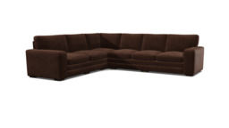 Brown Velvet 4X3 Seater Corner Sofa - Modern Style Custom Sofa In Easy Clean Velvet - Sloane Range