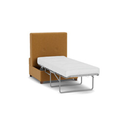 Orange Velvet Footstool Fold Out Bed - Ottoman Pullout Single Bed In Stain Resistant Velvet - Barnet Range