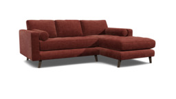 Purple Velvet 2 Seater Sofa With Chaise - Modern Style Custom Sofa In Easy Clean Velvet - Shoreditch Range - thumbnail 1