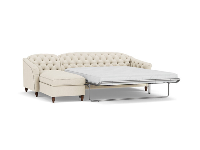 Sophisticated Payton White 3.5 Seater Versatile Chaise Sofa Bed, Deep Button Detailing and Customisable - Darlings of Chelsea - image 1