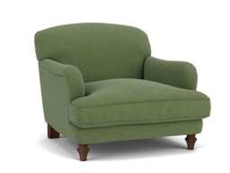 Green Linen Armchair - Traditional Accent Custom Arm Chair - Evelyn Range - thumbnail 1