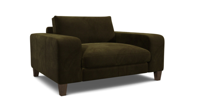 Green Linen Loveseat Armchair - Modern Snuggle Cuddler Custom Arm Chair - Kingly Range - image 1