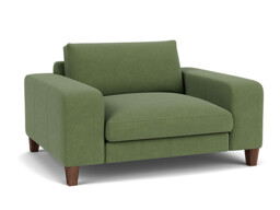 Green Linen Loveseat Armchair - Modern Snuggle Cuddler Custom Arm Chair - Kingly Range - thumbnail 1