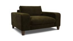 Green Linen Loveseat Armchair - Modern Snuggle Cuddler Custom Arm Chair - Kingly Range - thumbnail 1