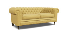 Yellow Velvet 3 Seater Sofa - Traditional Chesterfield Style Custom Sofa In Stain Resistant Velvet - Harrington Range