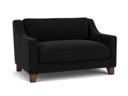 Black Velvet Loveseat Armchair - Modern Snuggle Cuddler Custom Arm Chair In Easy Clean Velvet - Banbury Range
