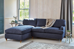Grey Fabric Loveseat Sofa With Chaise - Traditional Style Custom Sofa In Easy Clean Fabric - Helston Range - thumbnail 7