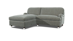 Grey Fabric Loveseat Sofa With Chaise - Traditional Style Custom Sofa In Easy Clean Fabric - Helston Range