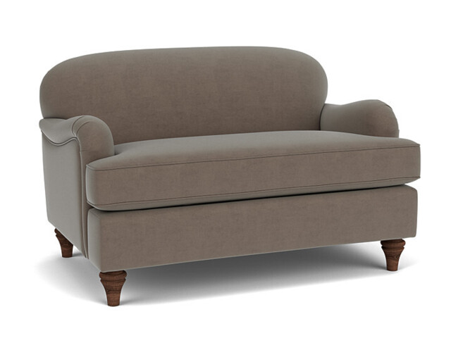 Brown Velvet Loveseat Armchair - Traditional Snuggler Cuddler Custom Arm Chair In Easy Clean Velvet - Lincoln Range - image 1