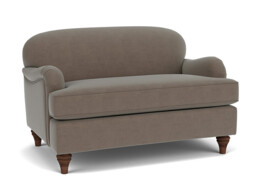 Brown Velvet Loveseat Armchair - Traditional Snuggler Cuddler Custom Arm Chair In Easy Clean Velvet - Lincoln Range