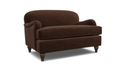 Brown Velvet Loveseat Armchair - Traditional Snuggler Cuddler Custom Arm Chair In Easy Clean Velvet - Lincoln Range