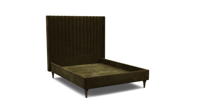 Green Linen King Size Bed Frame - Modern Style Bed With Headboard - Wokingham Range - image 1