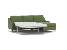Mid-Century Weymouth 3 Seater Green Chaise Sofa Bed, 170+ Customisation Options, UK Crafted - Darlings of Chelsea - thumbnail 1