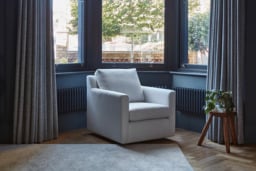 Green Linen Armchair - Modern Accent Custom Arm Chair - Fulham Range - thumbnail 3