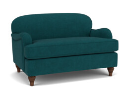 Teal Velvet Loveseat Armchair - Traditional Snuggler Cuddler Custom Arm Chair In Stain Resistant Velvet - Lincoln Range