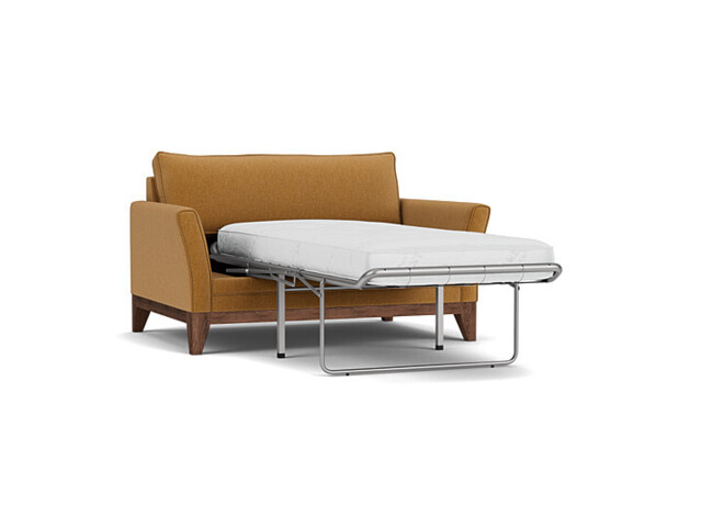 Orange Velvet Loveseat Armchair Sofabed - Modern Pull Out Chair Bed In Stain Resistant Velvet - Exmouth Range - image 1