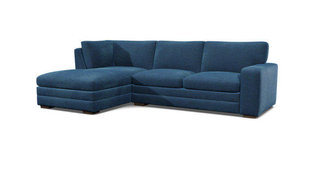 Blue Velvet 3 Seater Sofa With Left Chaise - Modern Style Custom Sofa In Easy Clean Velvet - Sloane Range - image 1