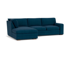 Blue Velvet 3 Seater Sofa With Left Chaise - Modern Style Custom Sofa In Easy Clean Velvet - Sloane Range - thumbnail 1