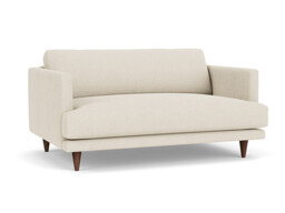 White Chenille Loveseat Armchair - Modern Snuggle Cuddler Custom Arm Chair In Stain Resistant Chenille - Middleton Range - thumbnail 1