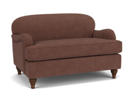 Purple Velvet Loveseat Armchair - Traditional Snuggler Cuddler Custom Arm Chair In Easy Clean Velvet - Lincoln Range