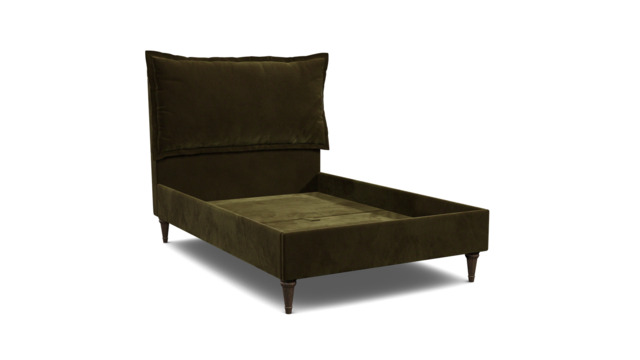 Green Linen Double Bed Frame - Traditional Low End With Large Headboard - Lyndhurst Range - image 1