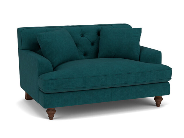 Teal Velvet Loveseat Armchair - Traditional Snuggler Cuddler Custom Arm Chair In Stain Resistant Velvet - Charnwood Range - image 1