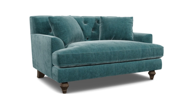 Teal Velvet Loveseat Armchair - Traditional Snuggler Cuddler Custom Arm Chair In Stain Resistant Velvet - Charnwood Range - image 1