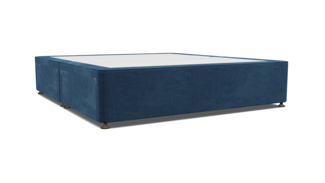 Blue Velvet Super King Size Bed Divan - Modern Style Divan Base In Easy Clean Velvet - Barnsley Range - image 1