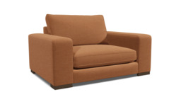 Orange Velvet Loveseat Armchair - Modern Snuggle Cuddler Custom Arm Chair In Stain Resistant Velvet - Ashdown Range