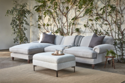 Blue 4 Seater Corner Sofa - Traditional Style Fabric Luxury Premium Corner Sofa - Thatcham Range - thumbnail 2