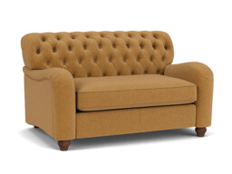 Orange Velvet Loveseat Armchair - Traditional Snuggler Cuddler Custom Arm Chair In Stain Resistant Velvet - Bakewell Range - thumbnail 1