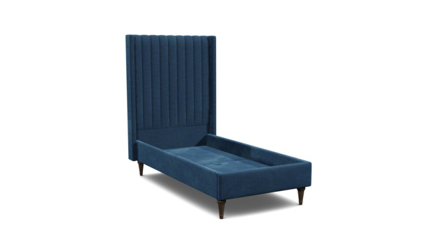 Blue Velvet Single Bed Frame - Modern Style Bed With Headboard In Easy Clean Velvet - Wokingham Range - image 1