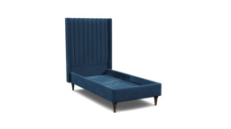 Blue Velvet Single Bed Frame - Modern Style Bed With Headboard In Easy Clean Velvet - Wokingham Range