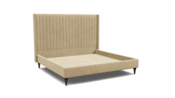 Cream Fabric Emperor Size Bed Frame - Modern Style Bed With Headboard - Wokingham Range - thumbnail 1