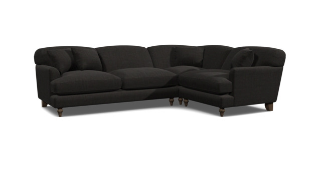Black Velvet 3 Seater Right Corner Sofa - Traditional Style Custom Sofa In Easy Clean Velvet - Galloway Range - image 1