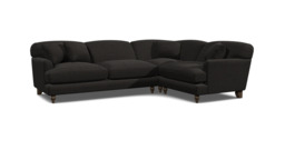 Black Velvet 3 Seater Right Corner Sofa - Traditional Style Custom Sofa In Easy Clean Velvet - Galloway Range - thumbnail 1