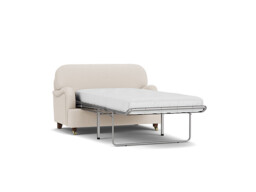 Cream Fabric Loveseat Armchair Sofabed - Traditional Style Single Chair Bed - Helston Range - thumbnail 1