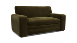 Green Linen Loveseat Armchair - Modern Snuggle Cuddler Custom Arm Chair - Sloane Range
