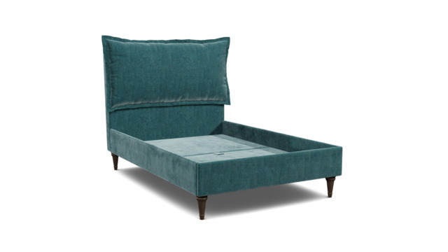 Teal Velvet Double Bed Frame - Traditional Low End With Large Headboard In Stain Resistant Velvet - Lyndhurst Range - image 1