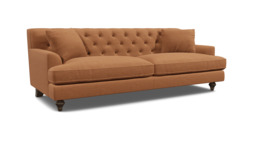 Orange Velvet 4 Seater Sofa - Traditional Button Back Custom Sofa In Stain Resistant Velvet - Charnwood Range - thumbnail 1